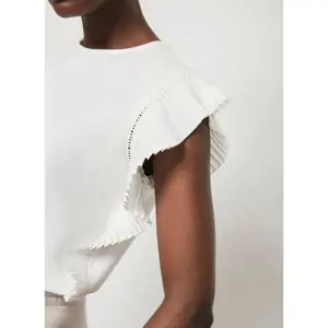 Mint Velvet White Cotton Pleated T Shirt